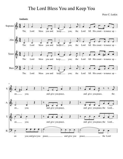 The Lord Bless You and Keep You (SATB) sheet music for Piano download free in PDF or MIDI