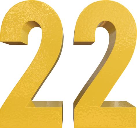 Number 22 Yellow Metal Paint 3D Render 16653153 PNG