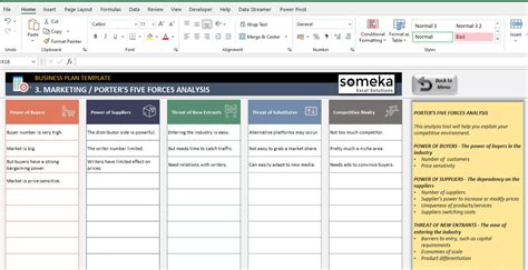 Business Plan Template Excel Template Summarize Key Drivers Step-by ...