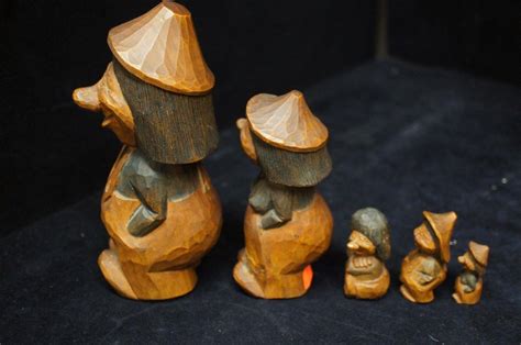 5 Vtg Hand Carved Swedish Brask Troll Family Folk Art Figures Anri? Sculptures | #1812327912