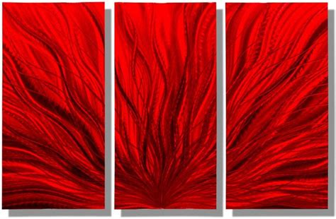 Etsy Large 3 Panel Decorative Metal Wall Art in Red, Contemporary Metal ...