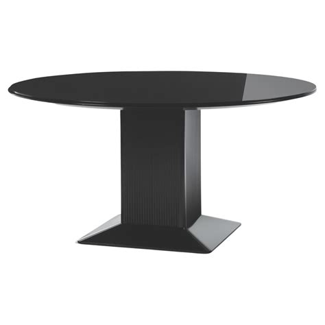 Obsidian Dining Table, Piano Black Basem Grey Smoke Glass Top For Sale at 1stDibs