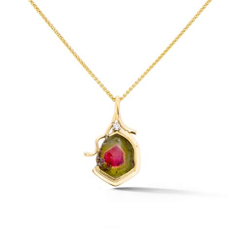 Watermelon Tourmaline and Diamond Pendant - deJonghe Original Jewelry