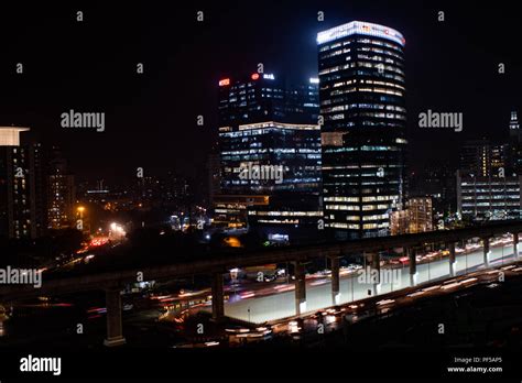 Night scene from Gurgaon, New Delhi, India Stock Photo - Alamy