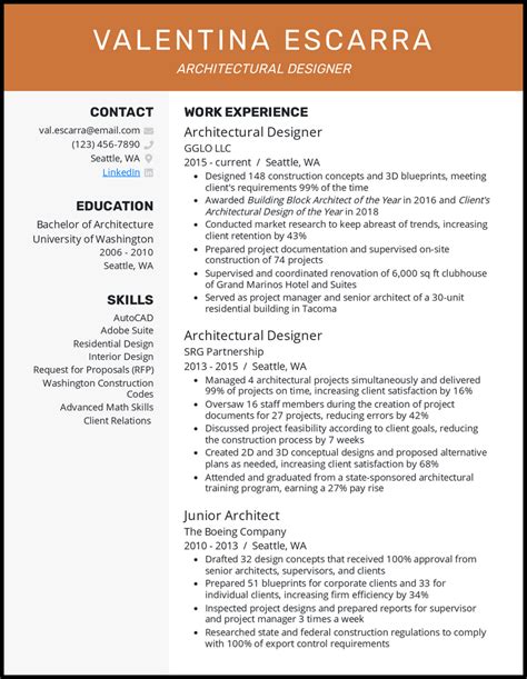 Architectural Resume Sample