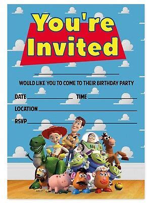 Toy Story theme birthday party invitations kids invites children woody ...