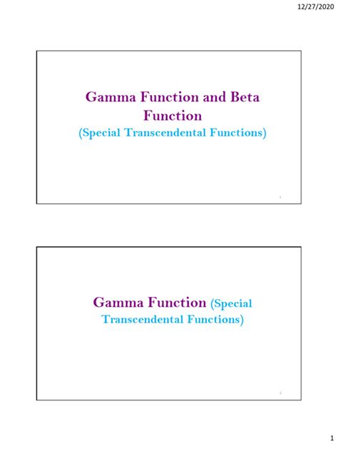 (Handout) Gamma Function_copy | PDF