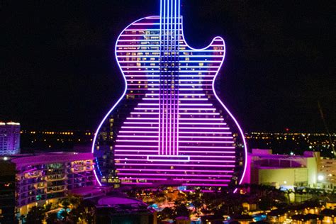 Hard Rock opens neon, guitar-shaped hotel in Florida