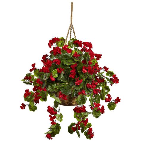 Geranium Hanging Basket UV Resistant (Indoor/Outdoor) 6857 Nearly Natural