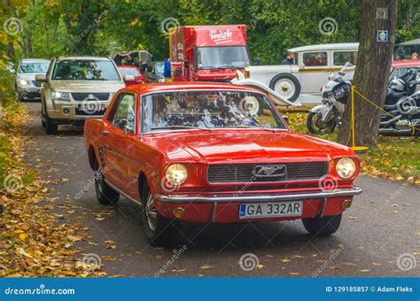 Classic Red Ford Mustang Driving Editorial Photography - Image of ...