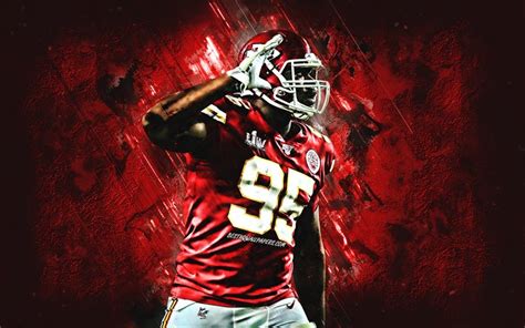 Download wallpapers Chris Jones, NFL, portrait, red creative background, Kansas City Chiefs ...