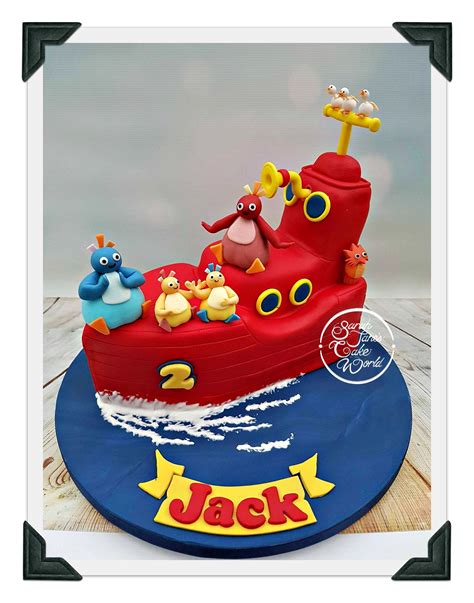 Twirlywoo and big red boat cake | Pastalar, Doğum günü, Yemek