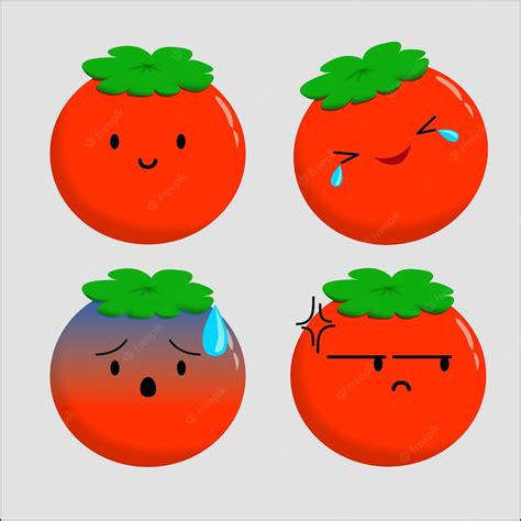 Premium Vector | Tomato emoji set with expressions