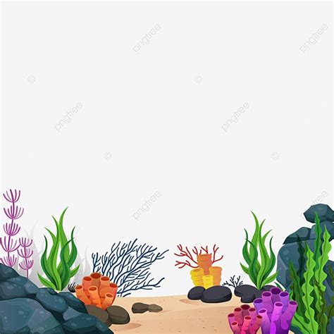 Cartoon Coral Colorido Sob Vetor Subaquático Do Fundo Do Mar Recife Oceano PNG , Clipart De ...