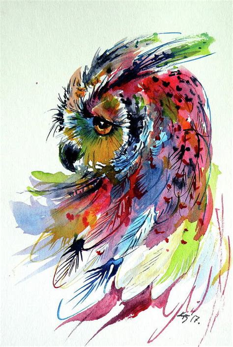 Cute Colorful Owl Art Print by Kovacs Anna Brigitta