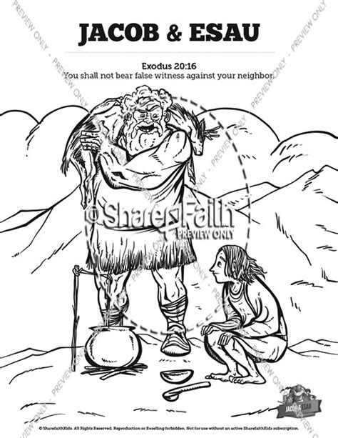 Story Of Jacob and Esau Bible Coloring Pages | Clover Media