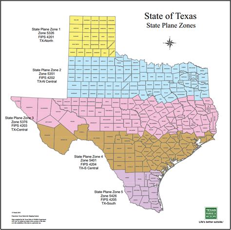 Texas State Plane Coordinate System Zones Map - Get Latest Map Update