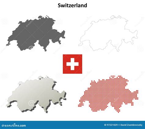 Switzerland Outline Map Set Stock Vector - Illustration of silhouette ...