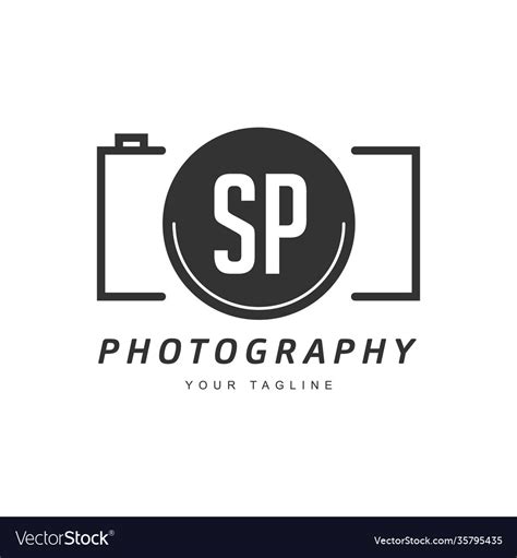 Sp letter logo design with camera icon Royalty Free Vector