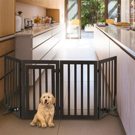 Topcobe Dog Gate, 4 Panel Safety Gates for Pets, Freestanding Folding ...