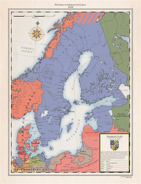 Swedish Empire 1658, Historical Map svenska Stormaktsväldet, 1658 - Etsy