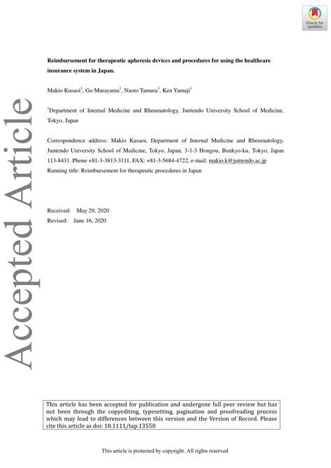 (PDF) Reimbursement for therapeutic apheresis devices and procedures for using the healthcare ...