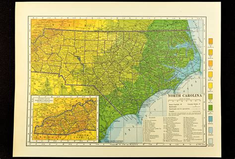 North Carolina Map of North Carolina Topographic Map Wall | Etsy