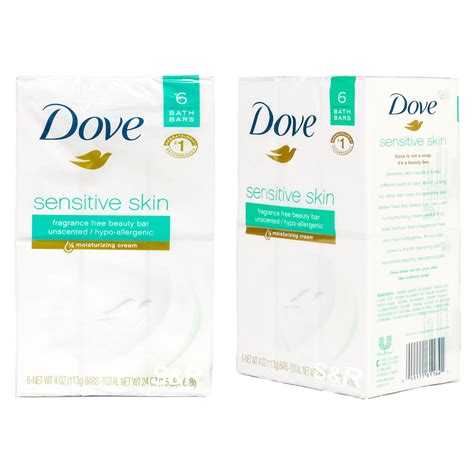 Dove Sensitive Unscented Hypo-allergenic Beauty Bar Soap 6pcs