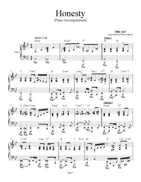 Honesty - Billy Joel (Piano Accompaniment) | Piano Sheet Music Soundtracks