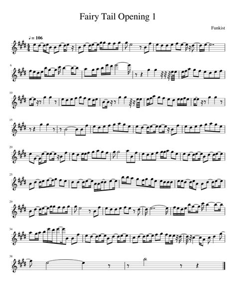 Fairy Tail Opening 1 Sheet music for Flute (Solo) | Musescore.com