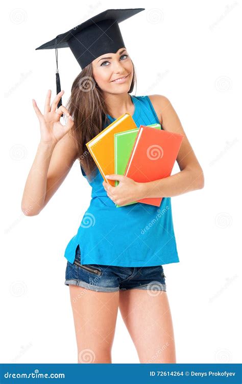 Girl with graduation hat stock photo. Image of isolated - 72614264