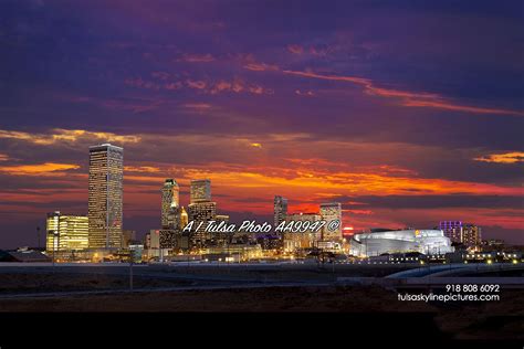 Tulsa skyline of Downtown sunset great wall art mural. #Tulsa_retirement_gifts #tulsa_skyline # ...