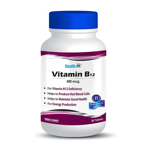 Buy HealthVit Vitamin B12 500 mcg Tablets 60's Online at Discounted Price | Netmeds