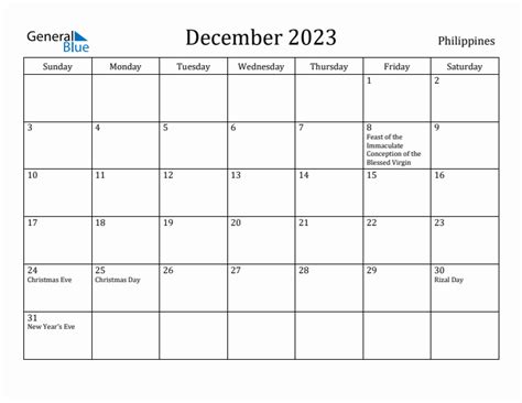 December 2023 Calendar Holiday Philippines - Get Calender 2023 Update