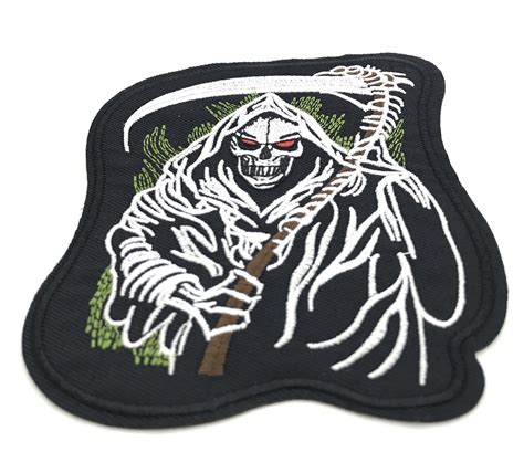 Skull Grim Reaper Patch skeleton Patches Punk Badge - Etsy