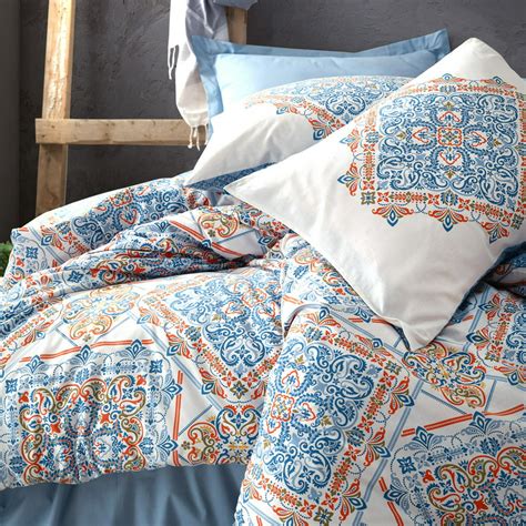 SUSSEXHOME Blue Pattern Cotton Duver Cover Set, King Size Duvet Cover, 1 Duvet Cover, 1 Fitted ...