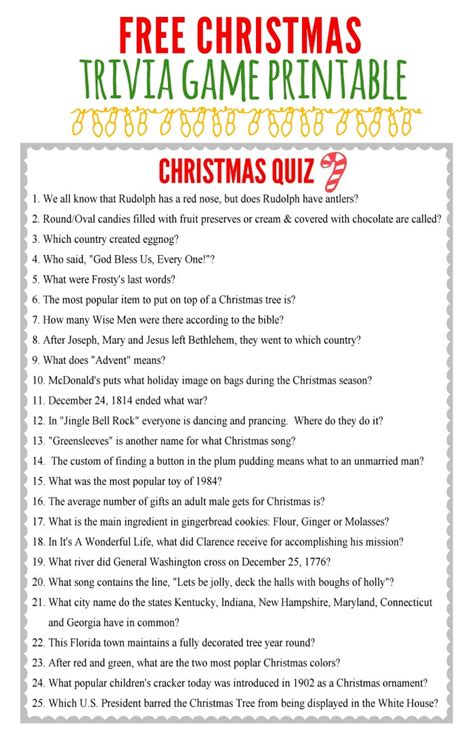 Christmas Trivia Games - 6 Free PDF Printables | Printablee