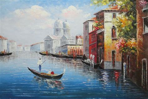 Enjoying Venice on Gondola Oil Painting Italy Naturalism Simple Oil Painting, Oil Painting ...