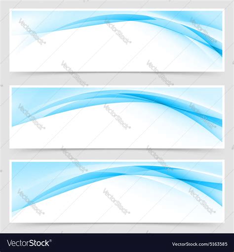 Soft blue wave border template header set Vector Image