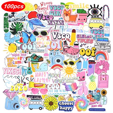 Buy 100 Pink VSCO Stickers, Aesthetic Stickers, Cute Stickers, Laptop ...