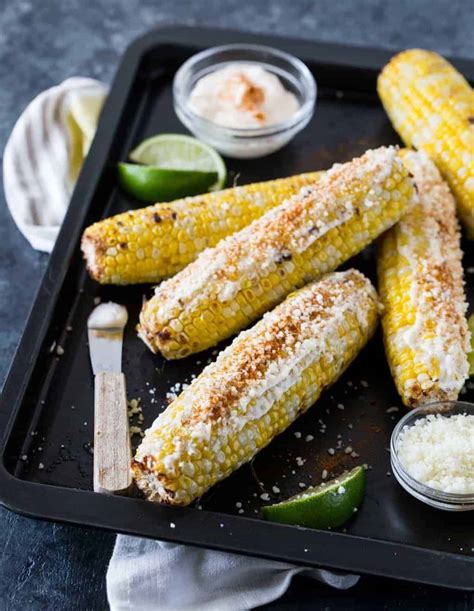 Mexican Grilled Corn - Garnish with Lemon