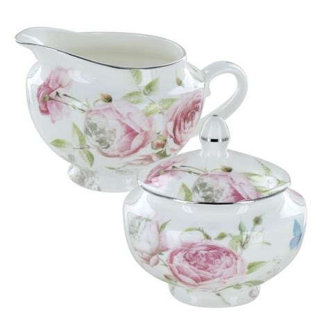 Beau Rose Bone China - Sugar and Creamer Set | English tea store, Sugar ...