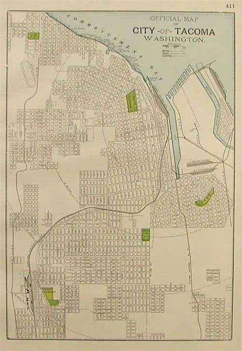 Official Map of City of Tacoma Washington - Art Source International