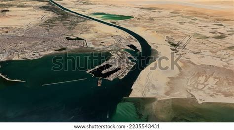 Suez Canal Satellite Map Aerial View Stock Photo 2235543431 | Shutterstock