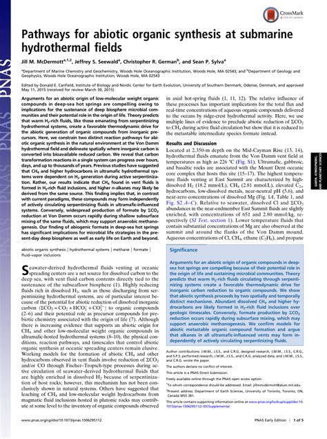 (PDF) Pathways for abiotic organic synthesis at submarine hydrothermal ...