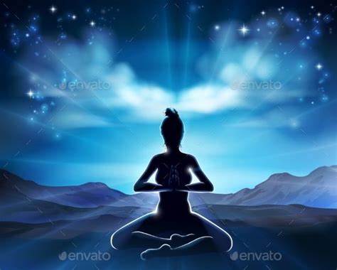 a woman sitting in the middle of a yoga pose with her eyes closed and stars above her