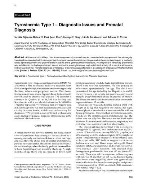 (PDF) Tyrosinemia type I—Diagnostic issues and prenatal diagnosis ...