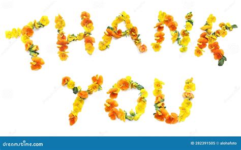 The Word THANK YOU Made of Yellow and Orange Flowers. Stock Image ...