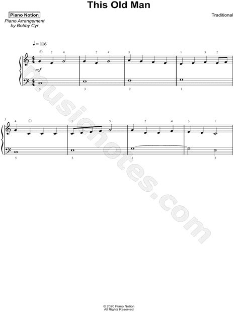 Piano Notion "This Old Man" Sheet Music (Piano Solo) in C Major - Download & Print - SKU: MN0215267