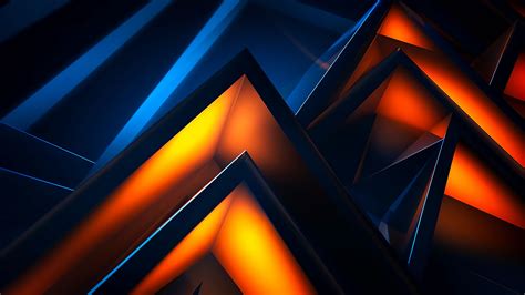 Blue Orange Red Shades Shapes Light Triangles Abstraction Wallpaper Background HD Abstract ...